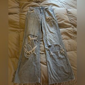 American Eagle Outfitters Light Blue Distressed Flare Jeans